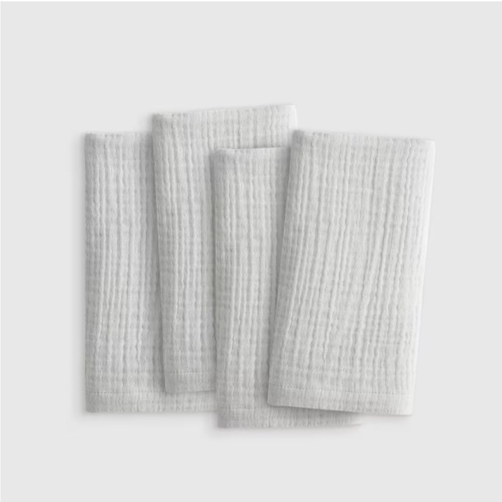 NWT QUINCE Set Of 4 Organic Airy Gauze Napkins Fog Grey 8392